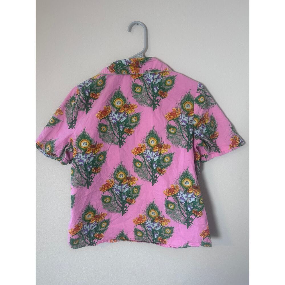 Their Nibs Vintage pajamas size small pink peacock flowers shorts short sleeve - Picture 4 of 9